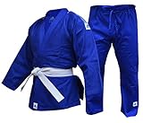 adidas Judo Blue Gi Anzug für Erwachsene, Kinder, Herren, Damen, 350 g, 110 120 130 140 150 160 170 180 190, 130 cm