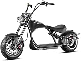 E-Chopper X9, 45 km/h, Elektroroller mit Straßenzulassung, E-Roller, Elektro Roller M1P, 3000 Watt, 60V/30Ah Lithium-Akku, 75 km Reichweiter, E-Roller, Elektro Chopper schw