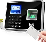 Bisofice A2 Zeiterfassung für Kleinbetriebe, Stempeluhr Zeiterfassung Mitarbeiter, Biometrischer Fingerabdruck-Passwort-Anwesenheits-Maschine, mit U-Disk, 1 Ausweis, Deutsche Systemsp