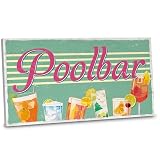 ARTFAVES® Gartenschild - Poolbar | Shabby Chic Vintage Gartendeko, Schild mit Spruch zum Thema Pool/Garten | Größe: 30 x 15