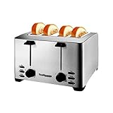 WSAND 4-Scheiben-Toaster 丨 Extra breite Schlitze 丨 Edelstahl mit Hochhubhebel, Bagel- und Muffin-Funktion,