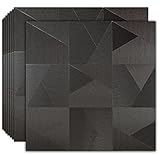 XUANINY 8 Blatt abziehen und aufkleben, Metall-Fliesen, selbstklebende Aluminium-Mosaik, 3D-Wandaufkleber für Küche, Badezimmer, gebürstete graue Dekoration (30 x 30 cm, Dreieck gemischt)
