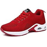 GAXmi Damen Laufschuhe Luftkissen Mesh Air Atmungsaktiv Turnschuhe rutschfest Stoßfest Sportschuhe Rot 39 EU