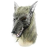 thematys Böser Wolf mit Haaren Maske - perfekt für Fasching, Karneval & Halloween - Kostüm für Erwachsene - Latex, Unisex Einheitsgröße