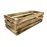 WOODGALL Vintage Holzkiste Organizer | 34x14x9 | Aufbewahrung Kiste | Holz Deko Box | Aufbewahrungsbox Klein | Geflammt kiste | DIY Obstkiste | Dekokiste - Geflammte Holzbox | Schatzkiste |