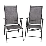 PHIVILLA 2er Sets Gartenstühle mit Aluminiumrahmen, 6X verstellbar mit 7 sitzpositionen Gartenstuhl Klappstühle hohe Rückenlehne Wetterresistent