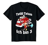 Kinder Feuerwehrmann mit Feuerwehrauto 3 Jahre Geburtstagsgeschenk T-Shirt