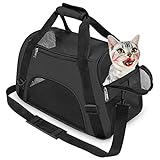 YLONG Transporttasche für Katzen und Hunde, von Fluggesellschaften zugelassen, weiche Seiten, tragbar, faltbar, für Haustiere(M, Black)