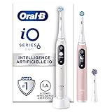 Oral-B iO 6N, Duo-Pack, 2 elektrische Zahnbürsten, Bluetooth verbunden, 5 Bürsten-Modi, 1 Bürste, 1 Reiseetui, Weiß & Rosa