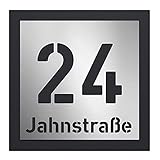 AlbersDesign - personalisierte Edelstahl-Hausnummer, zweiteilig mit 3D Effekt, Rückwand pulverbeschichtet in RAL7016, Frontblende in Edelstahl (V2A) gebürstet