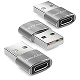 deleyCON USB C auf USB Adapter [3 Stück] C Buchse auf A Stecker USB 2.0 - für PC Computer Laptop Notebook Aluminium Silber