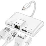 HDMI Adapter und RJ45 Ethernet LAN Netzwerkadapter 4 in 1, 1080P HDMI Adapter für Phone/Pad Digital AV Adapter für Projector Monitor USB Kamera Reader Adapter Lade und Daten Sync OTG Konverter