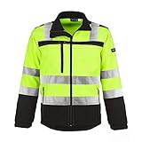 TMG® Warnschutzjacke für Herren, wasserabweisende Softshell Arbeitsjacke, gefütterte Sicherheitsjacke Klasse 2, Gelb L