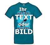 T-Shirt vollfarbig Bedrucken, selbst mit Bild oder Text gestalten, Digital Druck auf 100% Bamwolle (Diva Blue, L)