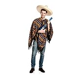 Kostümplanet® Mexikaner Kostüm Herren Poncho Mexiko Kostüme Karneval Fasching mexikanische Verkleidung Outfit Männer bunt Faschingskostüm OneSize