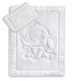 KiGATEX Bettdecken Set mit Elefantensteppung für Kinder & Babys - zertifizierte Bettwäsche mit Kissen & Decke - Allergiker geeignet - 100 x 135 cm