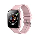 UIEMMY Smartwatch Smart Watch Männer Frauen Full Touch Blutdruckmessgerät Fitness Tracker Whatsapp Smartwatch Uhr Für Android IOS, Pink
