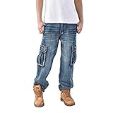Ruiatoo Men's Jeans Denim Work Cargo Pants Loose Hip Hop Big & Tall Jeans with Cargo Pockets 40