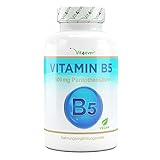 Vitamin B5 mit 500 mg - 180 Kapseln - Pantothensäure - Hochdosiert - Vegan - Laborgeprüft (Wirkstoffgehalt & Reinheit) - B Vitamin für Haut & Nerven - Premium Qualität