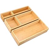 HEIMWERT Schubladen Organizer Aufbewahrungsboxen Ordnungssystem - 5 Einzelboxen perfekt kombinierbar - Schublade Aufbewahrung für Küche und Schreibtischschublade Aufbewahrungsbox Box Set klein