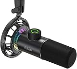FIFINE USB Gaming Mikrofon, RGB Dynamische Mikrofone PC mit Stummschalttaste, Plug-and-Play Nierencharakteristik Microphone, 16BIT/48KHZ & 3,5mm Kopfhöreranschluss für Podcast Streaming - K658