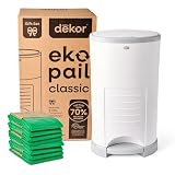 DEKOR Diaper EKO Klassisches Windeleimer-Geschenk-Set, weiß, nur umweltfreundlicher Windeleimer aus 70% recycelten Materialien, wird mit Diaper Nachfüllpackungen von bis zu einem Jahr g