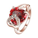 Herzförmiger Farbe Edelstein Zirkon Kristall Micro Setting Ring Schmuck Geburtstag Vorschlag Geschenk Braut Verlobungsfeier Ring Ringelband Schleifen