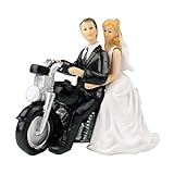 OULII Brautpaar als Tortendeko Hochzeitstorte Topper Tortenfigur Hochzeitspaar auf Motorrad