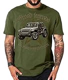 Offroad Legends USA Vintage T-Shirt Amerika Army Geländewagen Jeep (XL, Oliv Rubi)