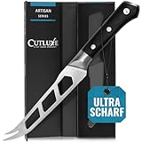 Cutluxe Käsemesser 13 cm für Weich und Hartkäse – Gabelspitze, Gezackt und Antihaftklinge – Hochwertiger Deutscher Karbonstahl – Volltang und Ergonomisches Griffdesign – Artisan S