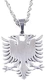 Edelstahl Silber Farbe Albanien Adler Anhänger Halsketten Trendy Albanien Kettenschmuck Silber