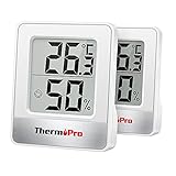 ThermoPro TP49-2 Kleines digitales Hygrometer, Innenthermometer, Raumthermometer, Temperaturmonitor und Feuchtigkeitsmesser für den Komfort des Büros zu Hause, Reptilienthermometer, 2 Stück