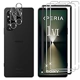 Lutree Schutzfolie für Sony Xperia 1 VI für Panzerglas, 2+2 Stück Schutzglas + Kameraschutz Panzerfolie (Schwarz), 9H Härte HD folie Bläschenfrei Displayfolie Anti- Kratzer Display