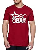 Escobar Basic Round Neck T-Shirt Big Logo ESC21-1007 Burgundy Rot Weiß 2XL