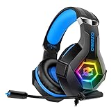Gaming Headset for PS4 PS5 PC,PS4 Headset with Microphone 3D Surround Sound Headphones Noise Cancelling RGB Lights
