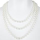 Perlenkette weiß 180 cm für Ihr Charleston Kostüm 20er Jahre Perlen Kette
