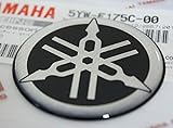 45mm Durchmesser Yamaha Stimmgabel Aufkleber Emblem Logo Schwarz Erhöht Gewölbt Gel Harz Selbstklebend Motorrad Jet Ski /Atv / Schneemobil