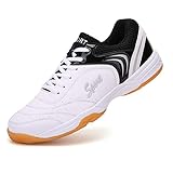 Herren Pickleball Schuhe Badmintonschuhe Herren Tennisschuhe Indoor Court Shoes Basketball Squash Volleyball, weiß/schwarz, 39 2/3 EU