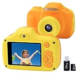Joytrip Kinder Kamera für Jungen Mädchen Geschenk Selfie Digital HD Video Camcorder für Kinder 3-12 Jahre alt Mini stoßfest weiche Silikonhülle Lernspielzeug Kamera, gelb