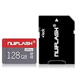 nuiflash 128GB Micro Speicherkarte mit Adapter (Schnelle Geschwindigkeit Klasse 10) TF Memory Karte für Kamera, Microsd SD Speicherkarte Card füR Kamera, Handy, Tablet, Spielkonsole, Dashcam