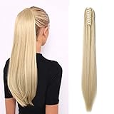 SEGO Ponytail Extension Pferdeschwanz Haarteil Haarverlängerung Zopf Hair Piece Haar Glatt Hitzebeständig wie Echthaar Gebleichtes Blond Glatt-21'(53cm)-140g