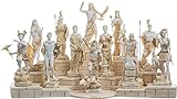 Spice Rack Set 12 olympische Götter des Olymps Pantheon Gold Tone Alabaster Statuen 6,7'