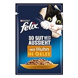 FELIX So gut wie es aussieht Katzenfutter nass in Gelee, mit Huhn, 26er Pack (26 x 85g)