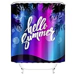 3D Shower Curtains Waterproof Resistant Polyester Fabric Heat Resistance Washable Curtain for Bathroom with 12 C-Shaped Plastic Hooks for Home Bath 72 x 80 Inch(180 x 200 cm) Tropischer Baum A6868