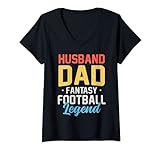 Damen Husband Dad Fantasy Football Legend League T-Shirt mit V-Ausschnitt