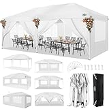 COBIZI Faltpavillon 3x6 Pavillon wasserdicht Winterfest, Pop Up Pavillon Klappbar 3x6 Zelt mit 6 Seitenwnden|3 Höhenverstellbar|UV-Schutz|Gardenpavillon Partyzelt 3x6 für Markt, Freien Event, Weiß