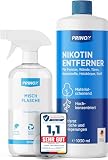 PRINOX 1030ml Nikotinentferner Konzentrat | Ruß & Nikotin Reiniger für Fensterrahmen, Wände, Türen, Heizkörper, Kunststoff, Fliesen | Starker Fettlöser für Haushalt und G