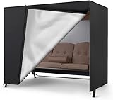 Ytwkafa Hollywoodschaukel Abdeckung 3 Sitzer, 600D Oxford Abdeckung Hollywoodschaukel Winterfest, Schwerlast ReißFest SchutzhüLle GartenmöBel Abdeckung Gartenbank (220×150×150cm Schwarz）