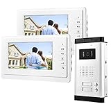 uoweky 7 '' Video-Türsprechanlage mit Gegensprechanlage RFID-Zugang Eingang Kamera Türklingel 2 Monitore Multi-Apartments/Familie/Zuhause