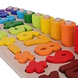 SCHMETTERLINE Holz-Puzzle mit Zahlen für Kinder ab 3 Jahre _ Montessori Spielzeug aus Holz zum Zählen Lernen _ Lern-Spiel mit Farben und Formen für Kleinkinder (Regenbogen)